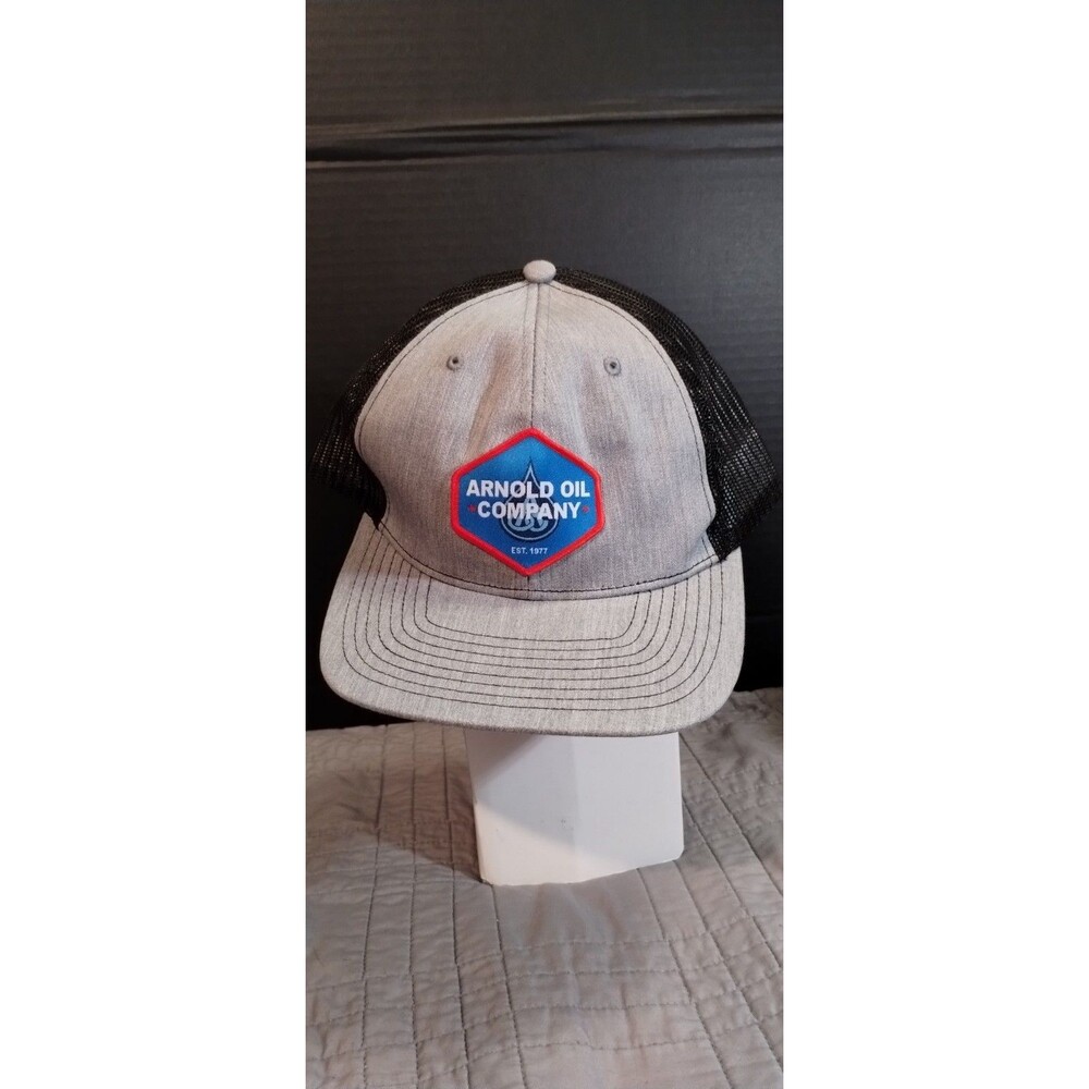 Richardson Arnold Oil Company Gray/Black Trucker Hat Mesh Back Adjustable